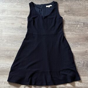 LOFT Navy Textured Sleeveless Midi Dress